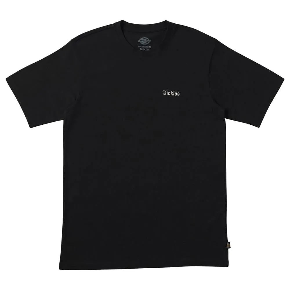 Dickies Tom Knox Pigment Dye T-Shirt - Black Ribbed Collar Trim Classic Wear