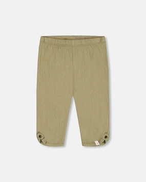 Ultra Soft Crinkle Jersey Capri Legging Olive Green