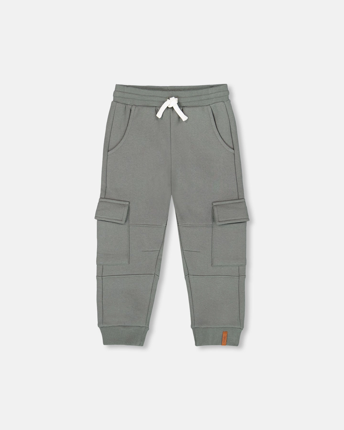 Fleece Sweatpants with Cargo Pockets Gray Green NonIrritatingStitching