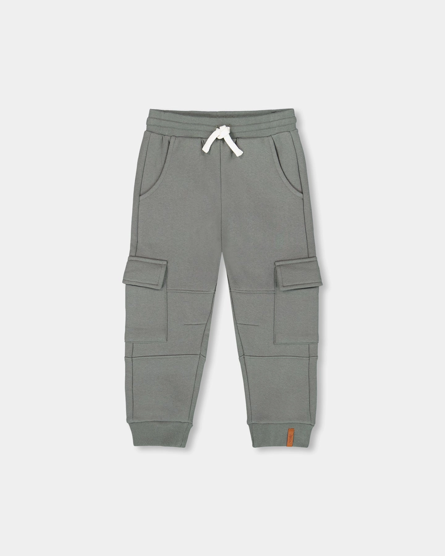 Polished Look Fleece Sweatpants with Cargo Pockets Gray Green