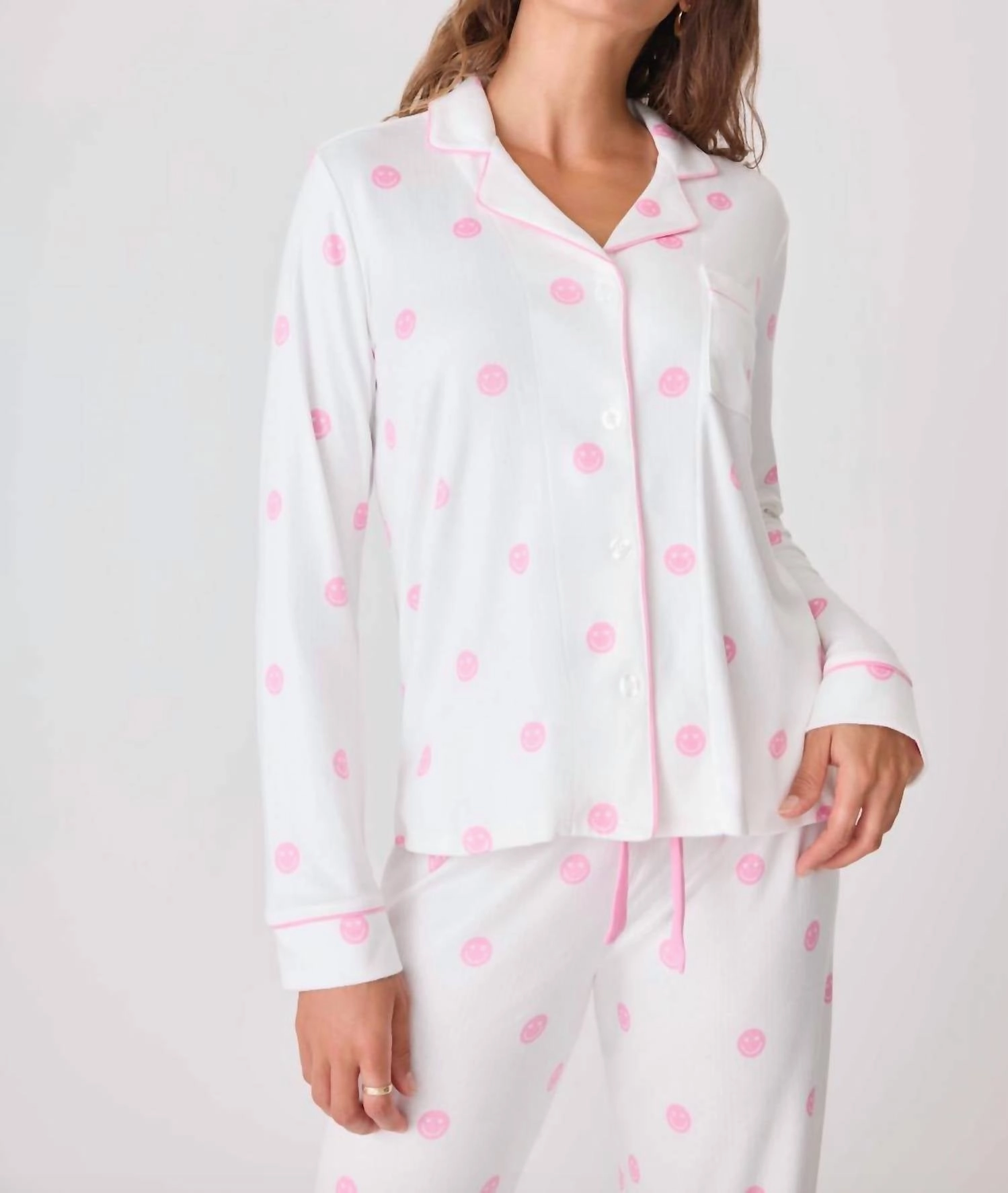 Choose Happy Long Sleeve Top In Ivory Machine Washable Fabric