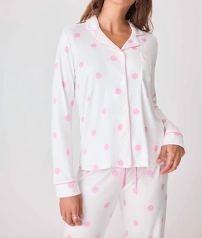 Choose Happy Long Sleeve Top In Ivory Machine Washable Fabric