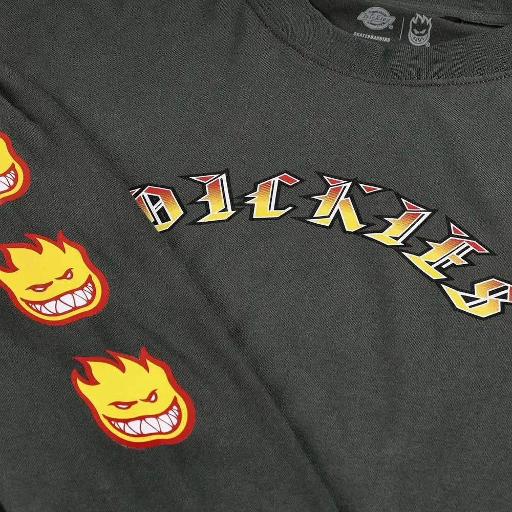 Dickies x Spitfire Kids Long Sleeve T-shirt - Olive Green Side Vent Design