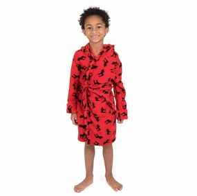 AllDay Comfort Christmas Kids Fleece Hooded Robe Moose