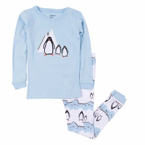 Christmas Kids Two Piece Cotton Pajamas Penguin FadeResistant Color