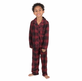 Christmas Kids Two Piece Flannel Feel Pajamas Plaid Odor Resistant Treatment