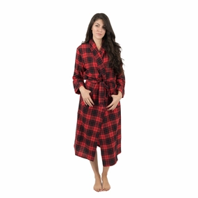 Christmas Womens Flannel Robe Plaid QuickDry Material