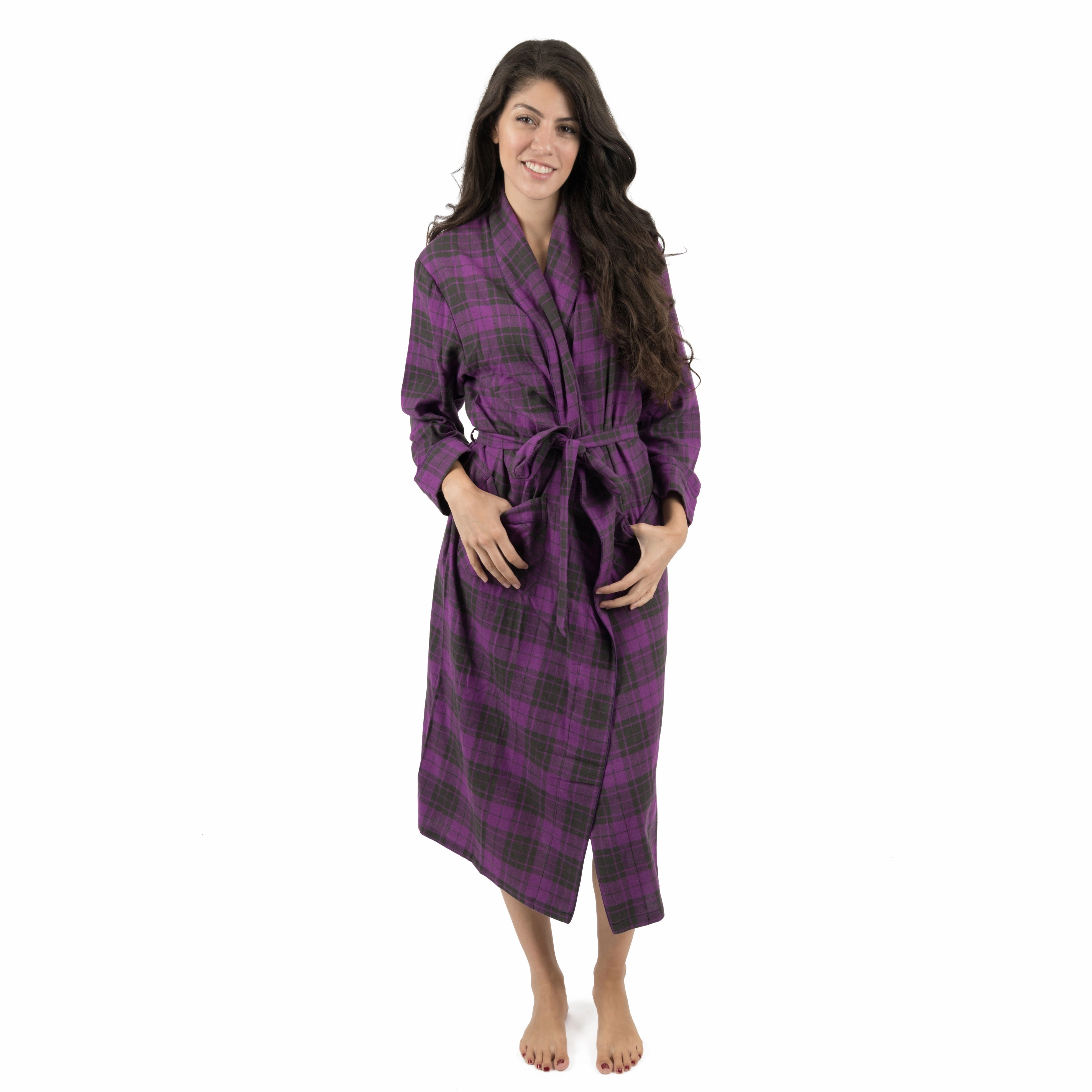Lightweight Thermal Regulating Christmas Womens Flannel Robe Plaid