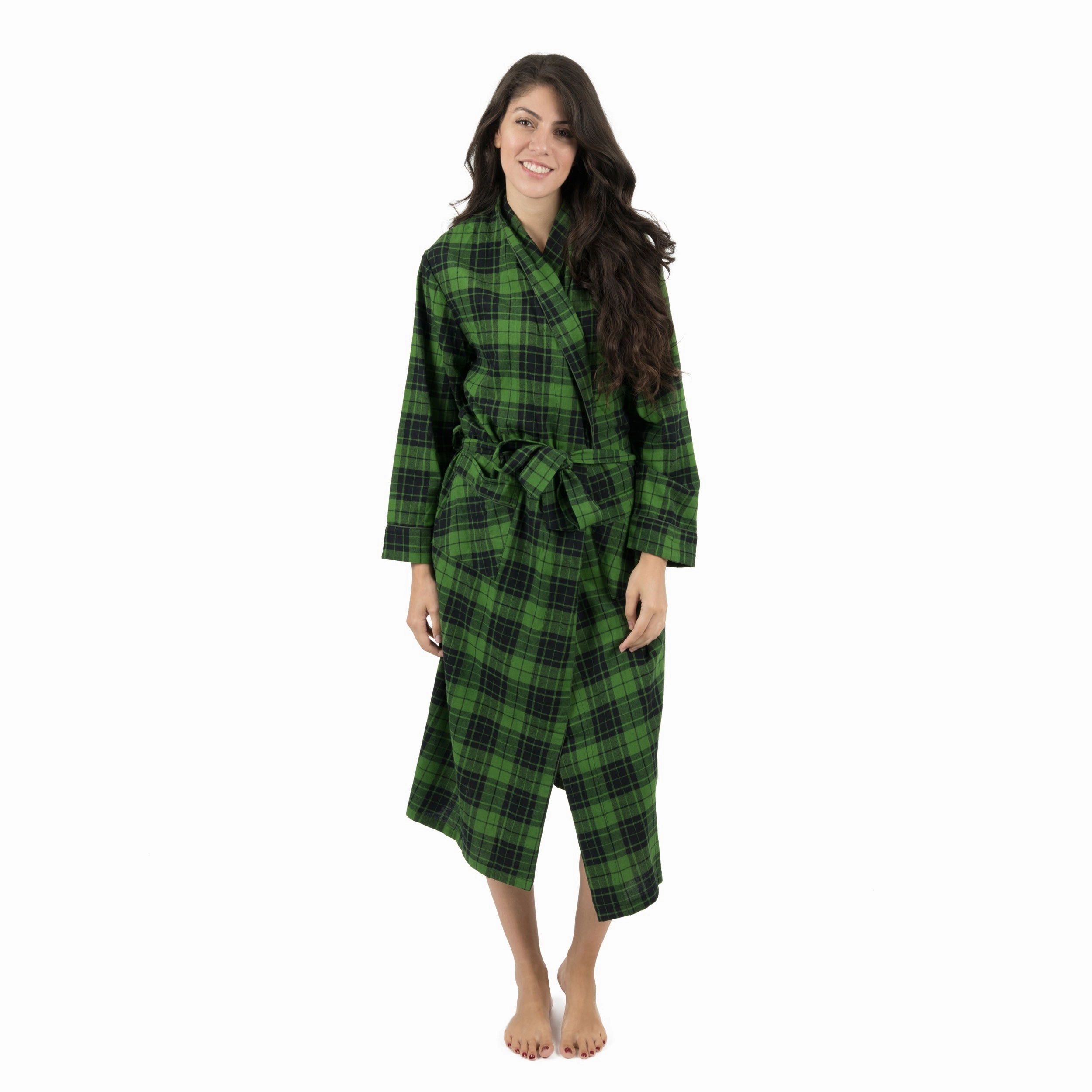 French Terry Christmas Womens Flannel Robe Plaid