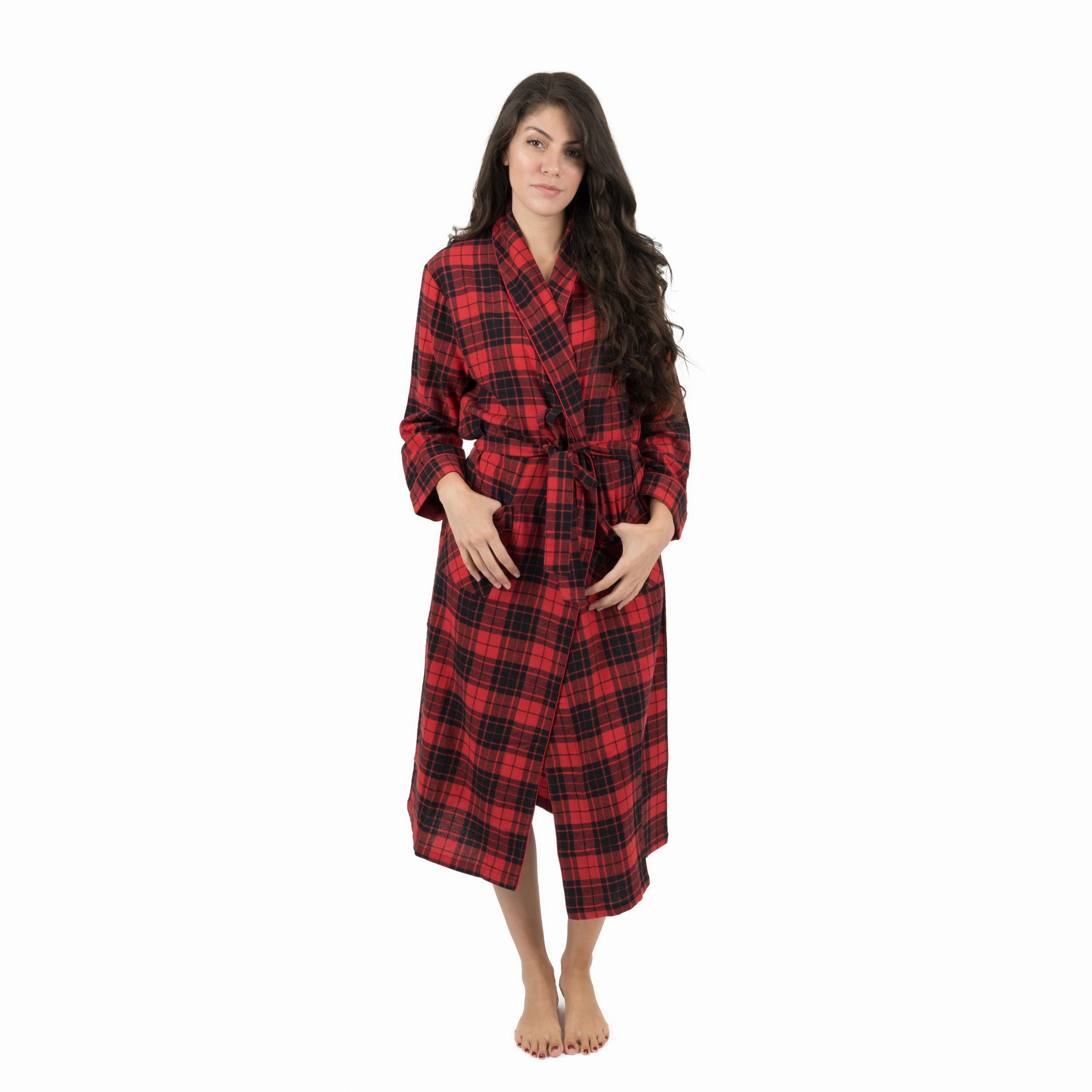 Christmas Womens Flannel Robe Plaid QuickDry Material