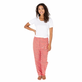Christmas Womens Fleece Pajama Pants Striped Kangaroo Pocket