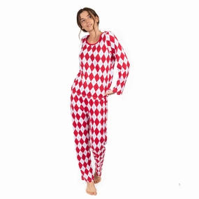 Ultra Soft Feel Christmas Womens Two Piece Cotton Loose Fit Pajamas Argyle