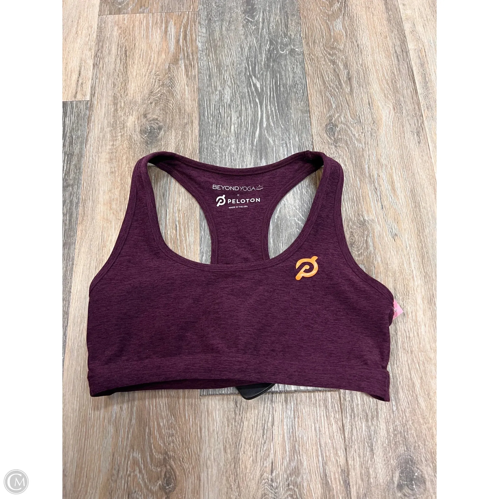 Curved Hem Design Modular Pocket Layout Athletic Bra By Beyond Yoga x Peloton In Purple, Size: M