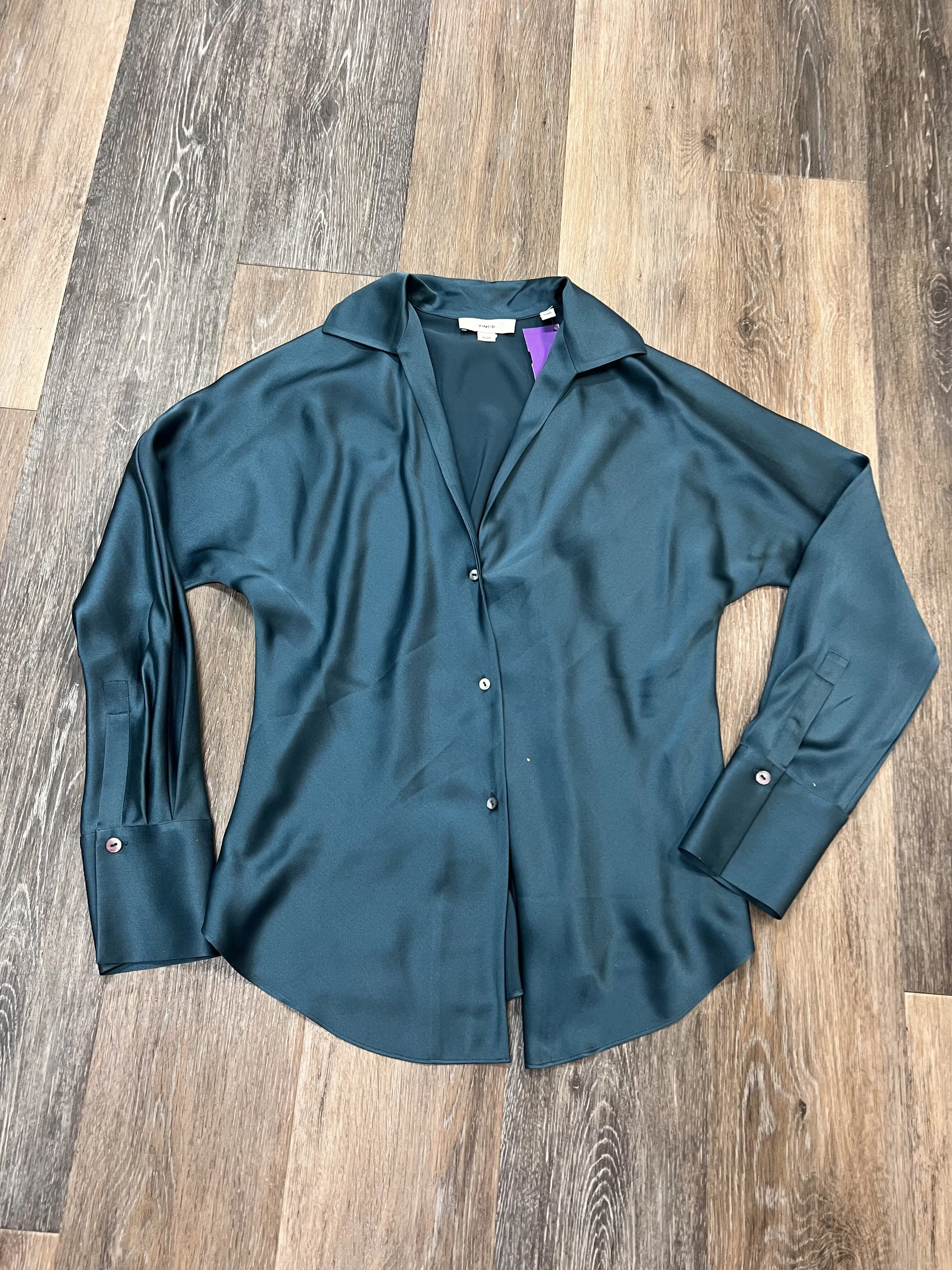 Blouse Long Sleeve By Vince  Size: Xs Elegant Look Grid Back Panel
