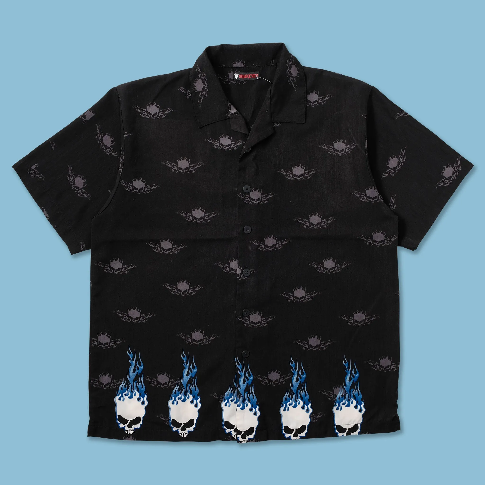 Y2K Flames Skull Shirt XLarge Trendy Outfit Vibrant Colors