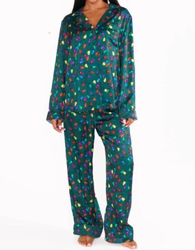 Soft Jersey Knit Classic Pj Set In Festive Lights Silky