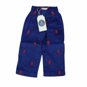 Outdoor Style PermeableCloth Classic Prep Boys Bright Navy with Skull and Cross Bones Corduroy Pants Size: 12-24 Months