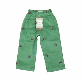 Reinforced Stress Points Classic Prep Boys Frosty Spruce with Skier Embroidery Corduroy Pants Size: 12-24 Months
