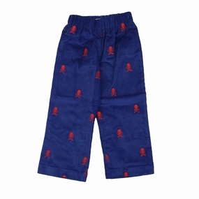 LightweightComfort Classic Prep Boys Navy with Skull and Cross Bones Corduroy Pants Size: 2-5T
