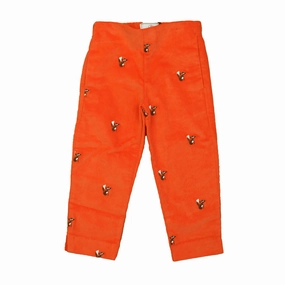 Classic Prep Boys Pureed Pumpkin w/ Fox Embroidery Corduroy Pants Recyclable Fabric Blend Shape Retention