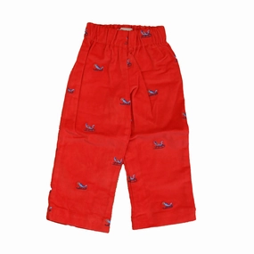 Casual Wearable Classic Prep Boys Tomato with Sleighs Corduroy Pants Size: 12-24 Months