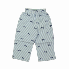 Adaptable Fit Classic Prep Girls Marlins on Blue Seersucker Corduroy Pants Size: 12-24 Months