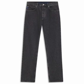Simple clothing Quick Dry Fabric Baggy-fit jeans in black denim with faded logo