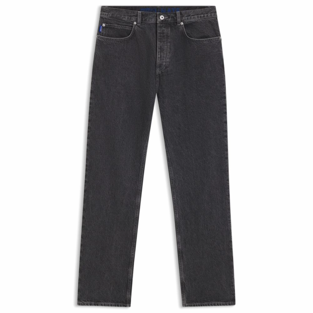Baggy-fit jeans in black denim with faded logo Moisture Wicking Lining Traveler Gear Luxury