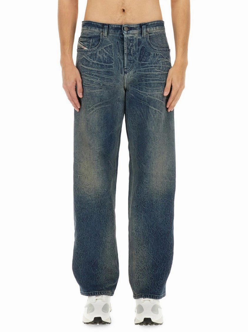 2001 D-Macro-Fsg1" Denim Jeans Softened Texture Winter Warmth Student Outfit Textured