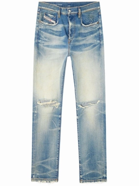 Powder Blue Tapered Jeans With Classic Five-Pocket Design Vibrant Fashion Lover Fit Layer