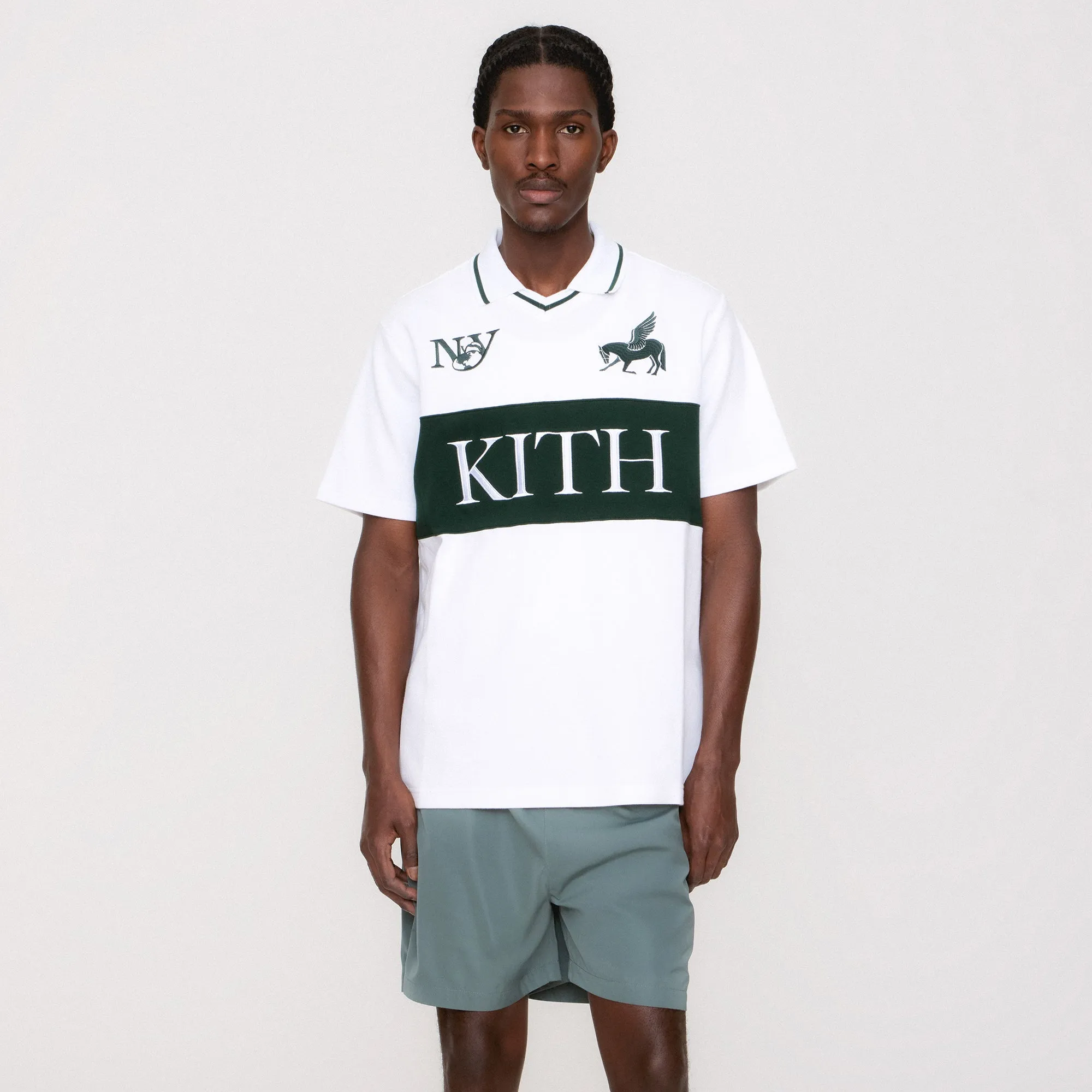 Stretch Fabric Construction Kith Pique Short Sleeve Tap In Soccer Polo - White