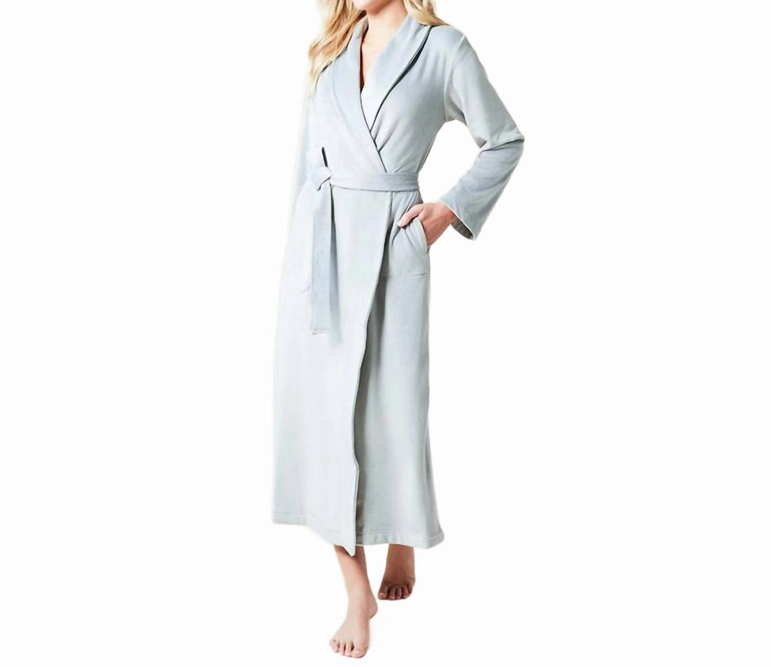 Serenity Wrap Robe In Gray Smooth zipper closure