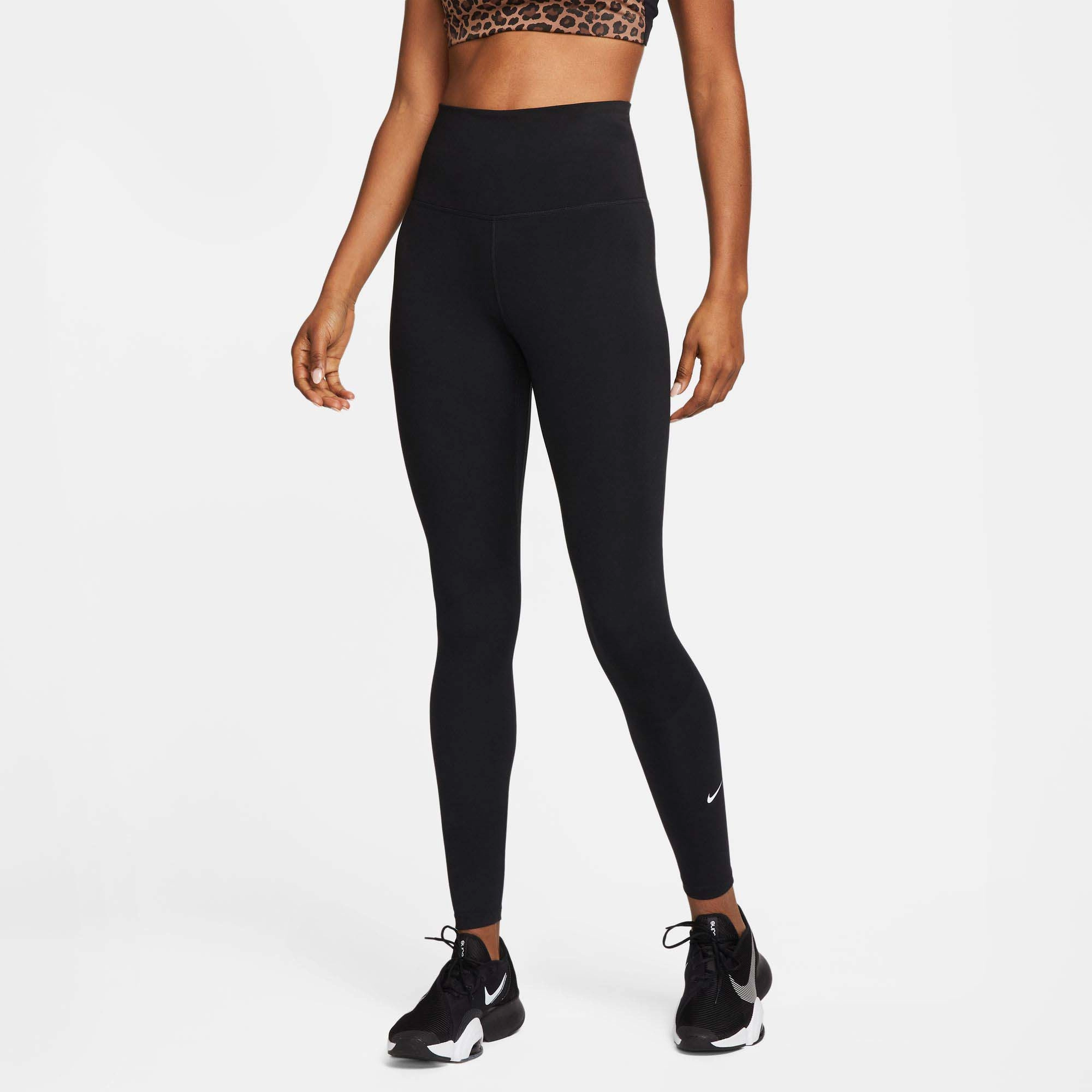 Compression Fit Design MultiDirectional Flex Zones Nike | Women's One Dri-FIT High-Rise Leggings - Black