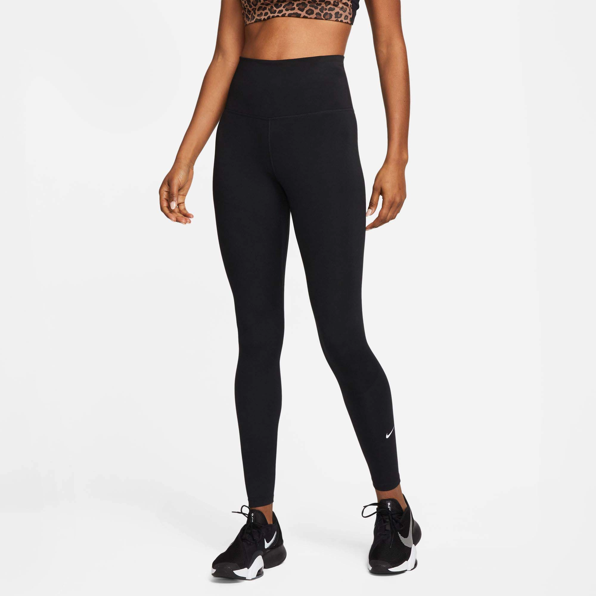 Nike | Women's One Dri-FIT High-Rise Leggings - Black Rubberized Cuffs