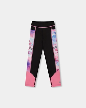 Colorblock Athletic Leggings Black And Multicolored Butterflies Casual Chic On The Go