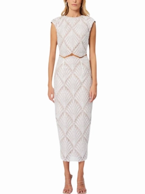 WrinkleResistant Fabric Harper Crop Top And Skirt Set In Ivory
