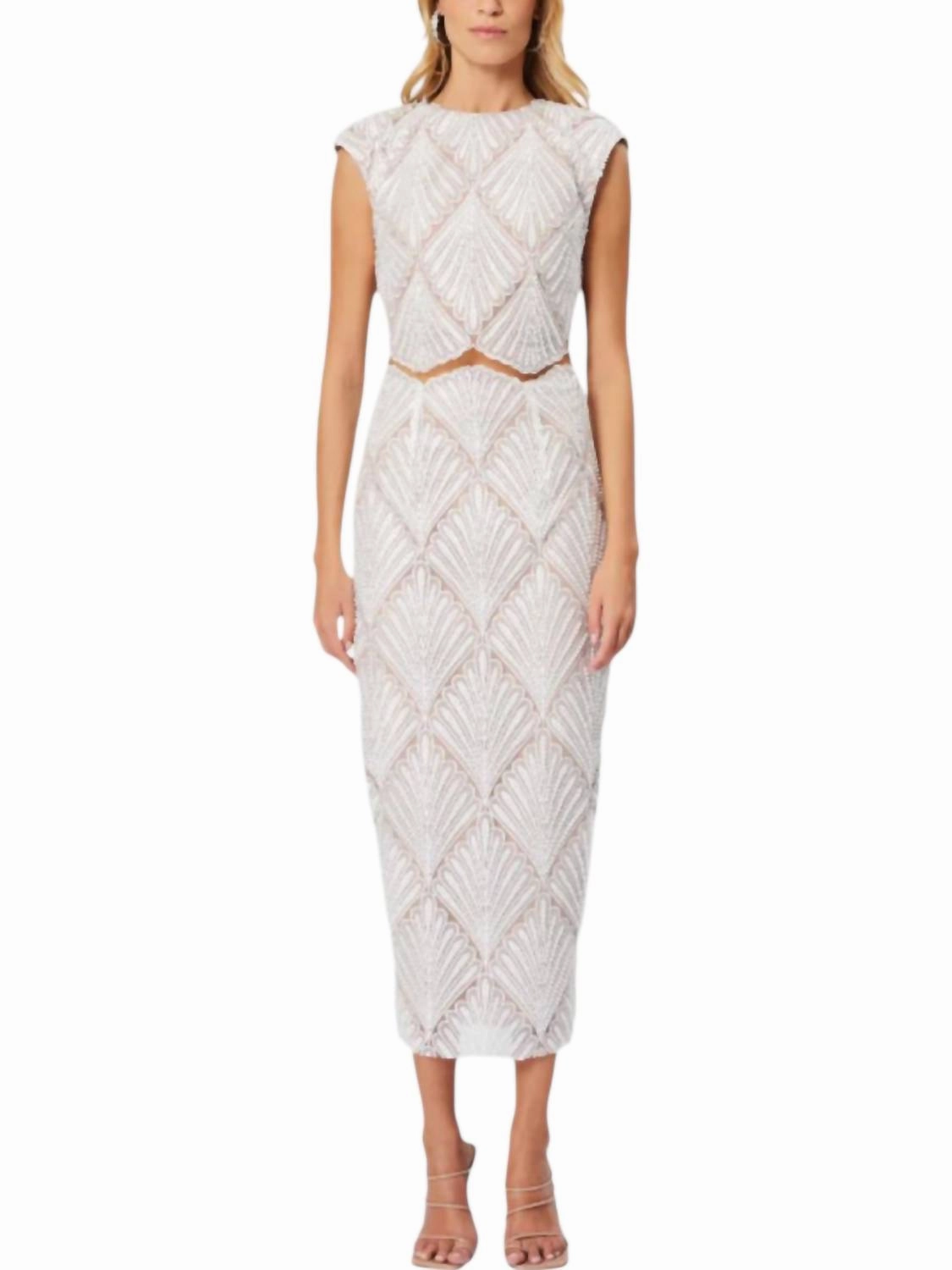 Lightweight Jersey Knit Harper Crop Top And Skirt Set In Ivory
