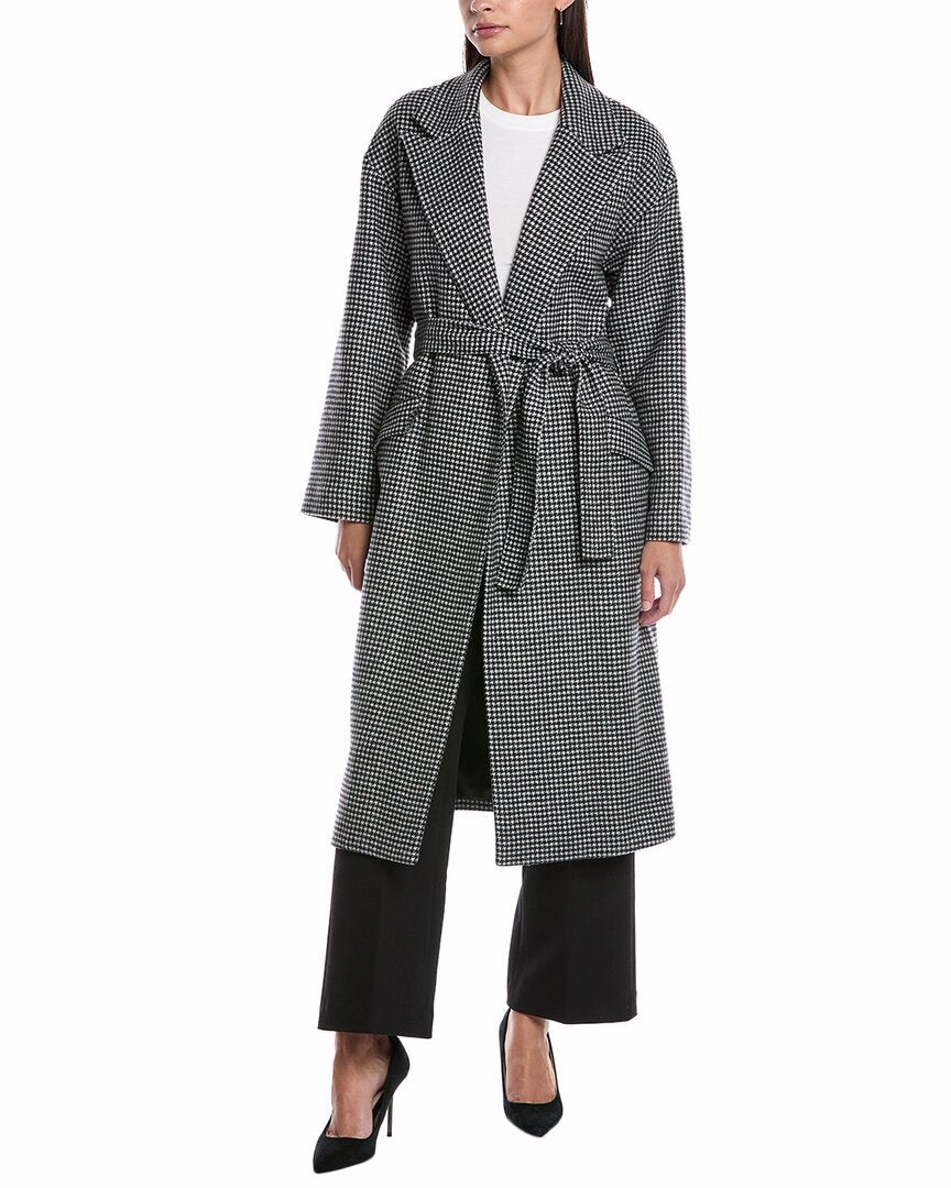 Theory Wool-Blend Robe Coat Adjustable drawstring