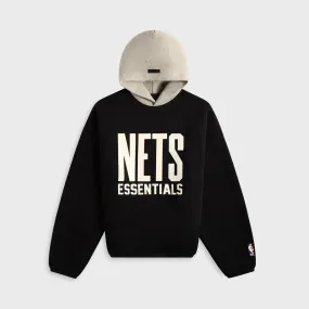 Essentials Nets Core Fleece Pull Over Hoodie - Black / Warm Heather Durable Hem Finishing