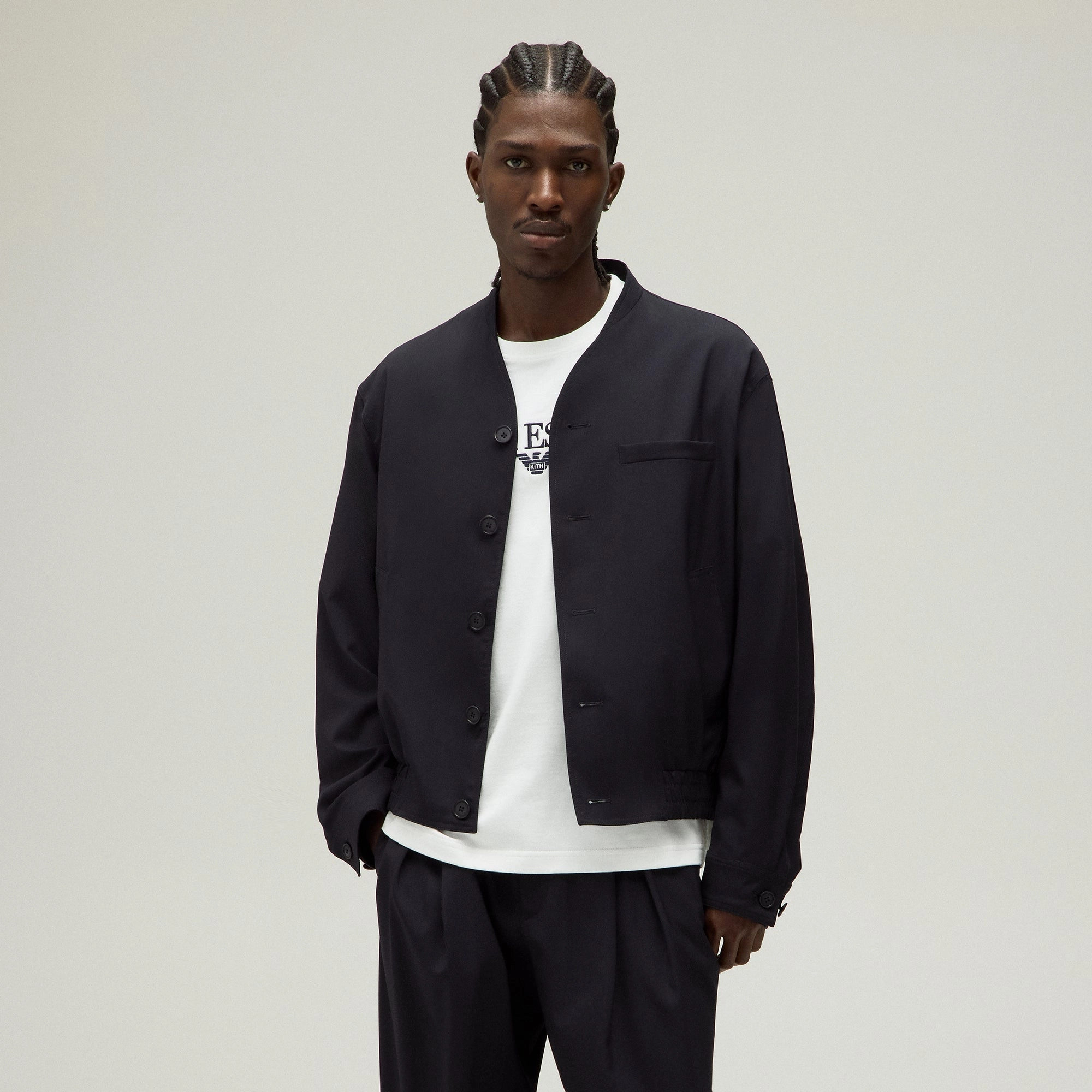 Giorgio Armani & Kith Collarless Bomber Jacket - Admiral Flexible Fit FlexibleCuffSystem