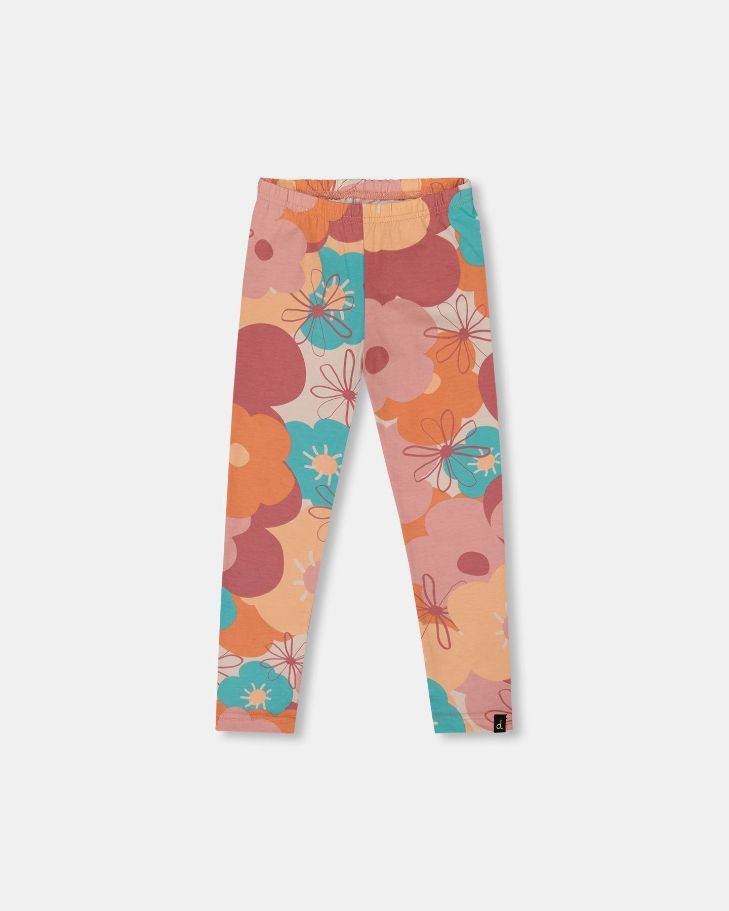 Comfort Wearable UV Protection Organic Cotton Jersey Leggings with Coral Flowers