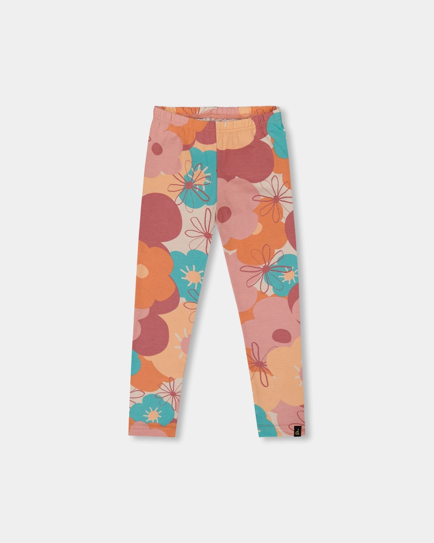 Statement Piece Ventilated Panels Organic Cotton Jersey Leggings with Coral Flowers