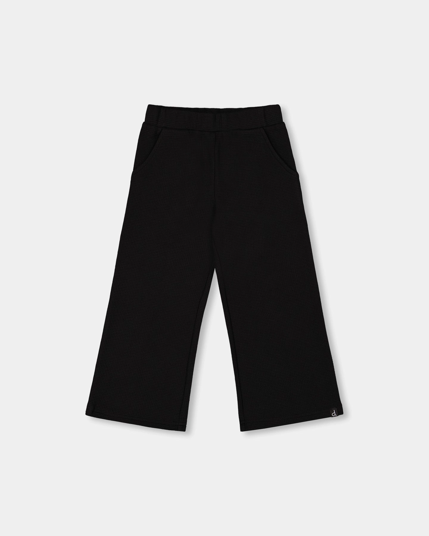 Waffle Flare Leg Pants Black Double Stitched Seams
