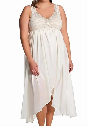 Silhouette Nylon Tricot Hi-Low Gown In Ivory Lightweight Thermal Regulating Reinforced Knee Panels