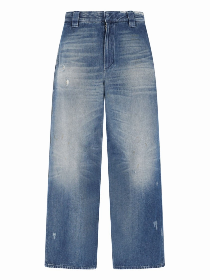 Lightweight Earthy Nature Lover Wide-Legged Jeans ?C Light Blue