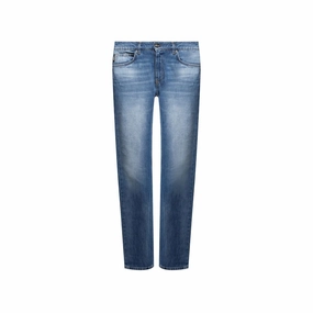 Modern Minimalist Stretch Total Fit Versace Cotton Logo Men's Jeans