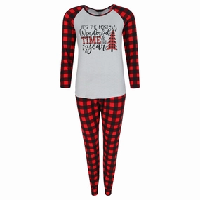 Loose Fit Style Women's Buffalo Check Long Sleeve Pajama Set