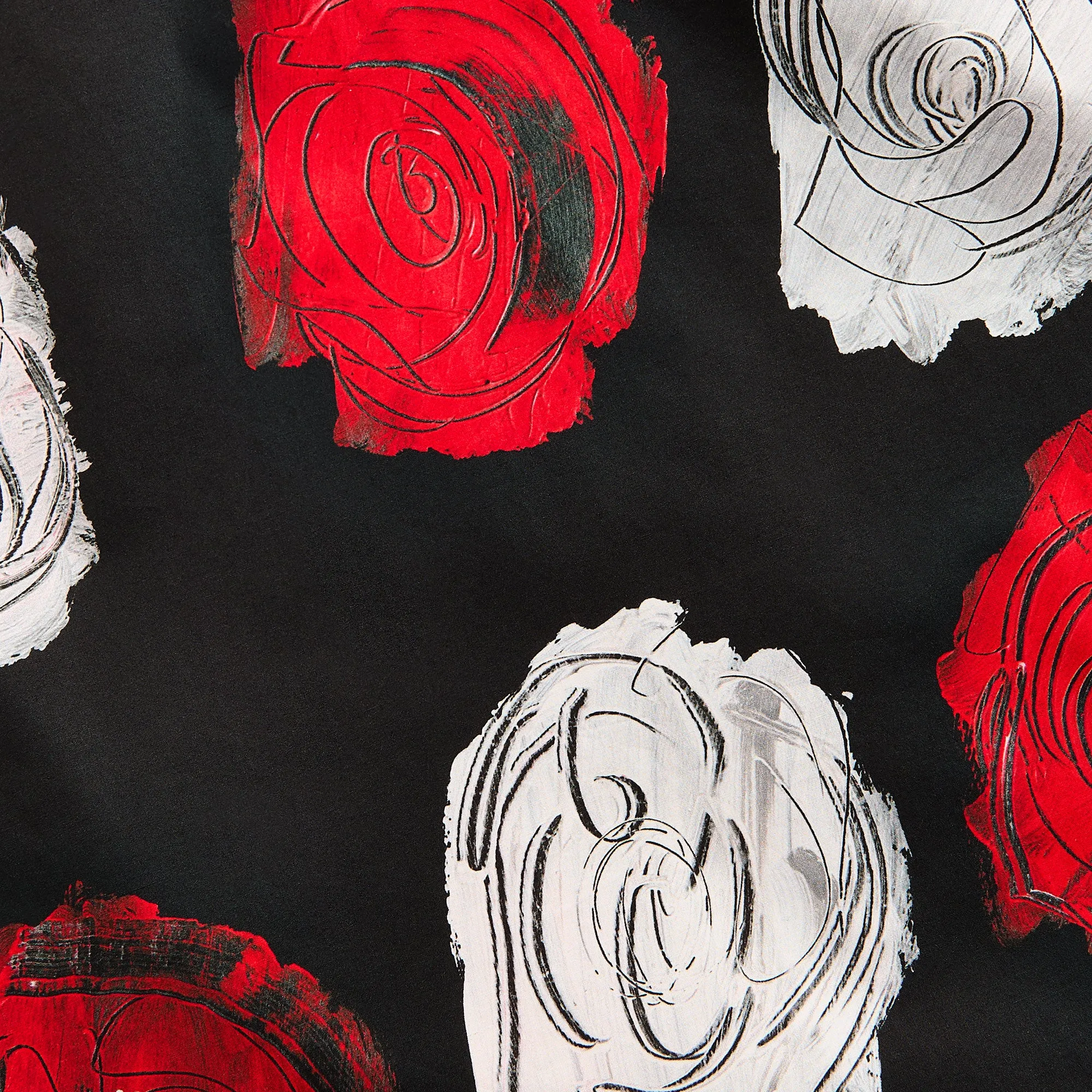 decorative element Marni Medium Roses Compact Cotton Short Sleeved Bowling Shirt - Black
