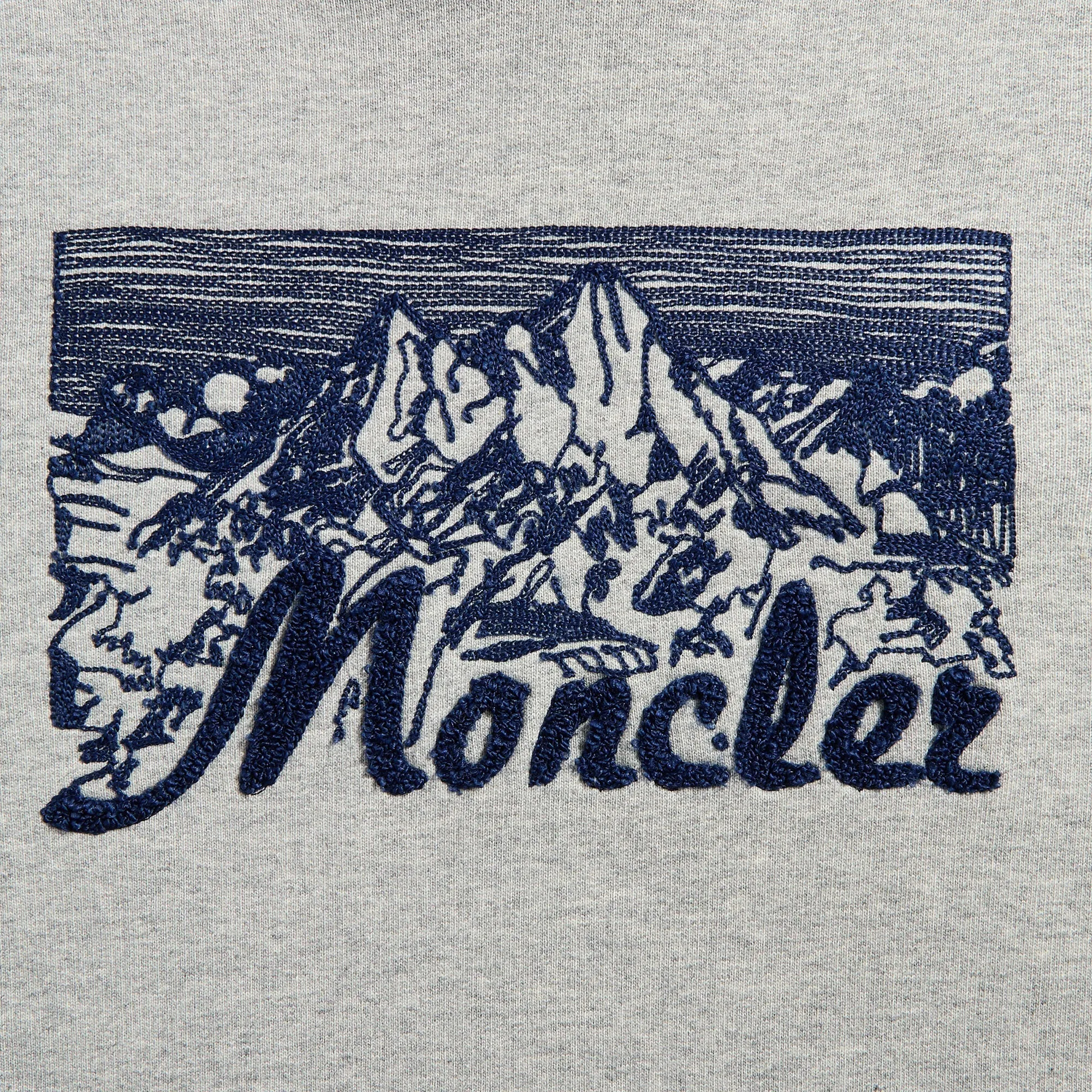 Floral Motif Moncler Hoodie Sweater - Grey