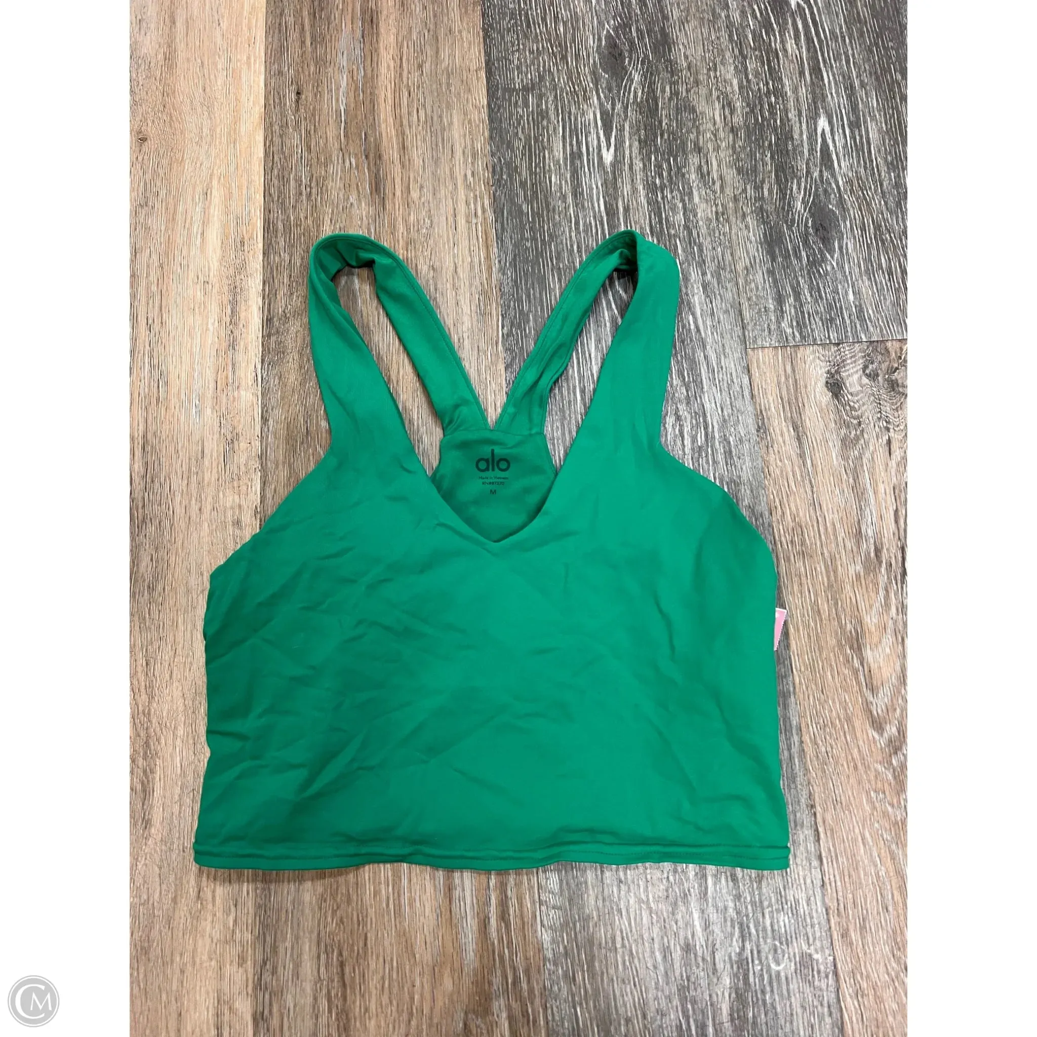 Athletic Bra By Alo In Green, Size: M HighNeckCut HiddenStoragePocket